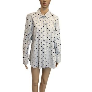 Talbots Womens Polka Dot Button Down Shirt Size M Long Sleeve‎ Casual